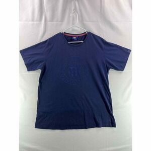 FC Barcelona Mens Soccer T Shirt XXL Blue Crew Neck Embossed Print Authentic Tee